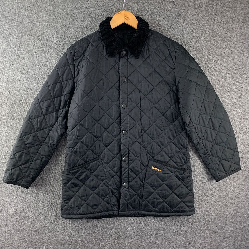 Barbour Black Quilted Jacket with Corduroy Collar
